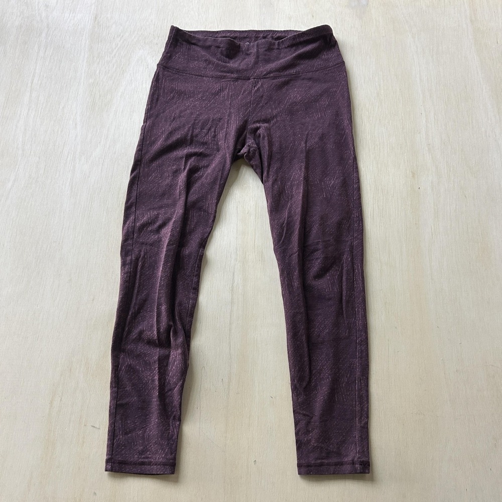 Spalding Leggings Womens Large Purple High Rise Ankle Flecked Yoga Gym Running